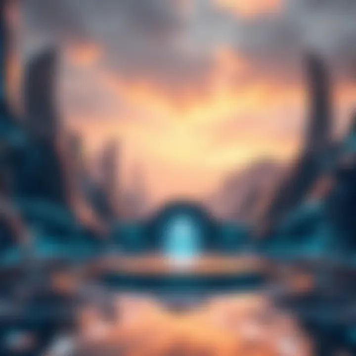 Futuristic Blockchain Ecosystem Influenced by Aion A futuristic representation of the blockchain ecosystem influenced by Aion