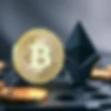 Contrast Between Bitcoin and Ethereum A visual representation of Bitcoin and Ethereum with contrasting elements