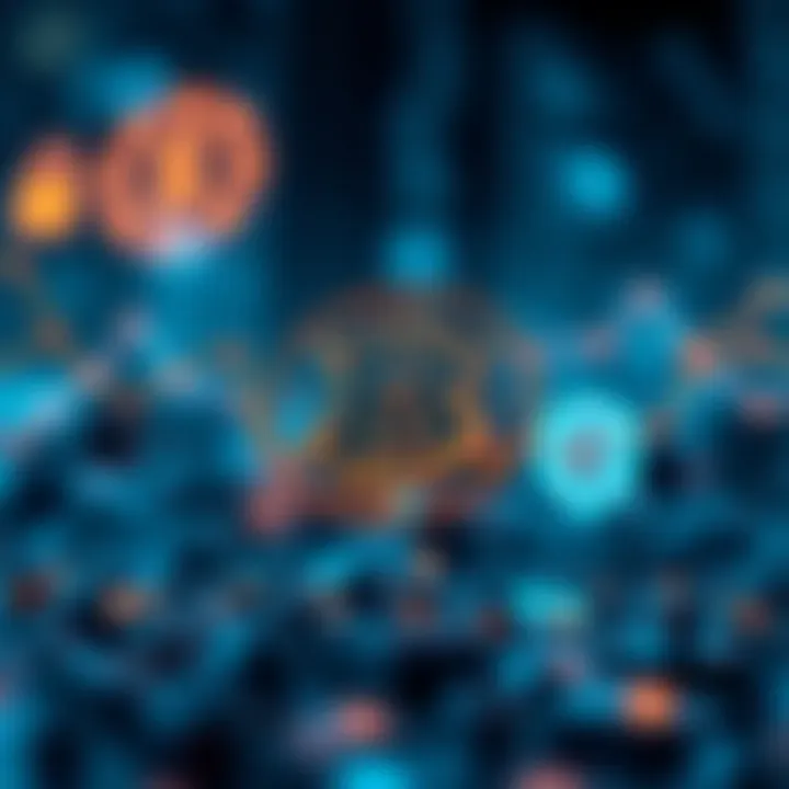 Blockchain technology symbols intertwined with security motifs