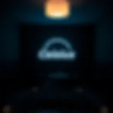 Celsius logo in a dimly lit room