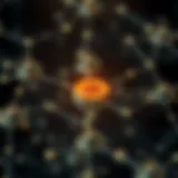 An abstract representation of blockchain technology with interconnected nodes.