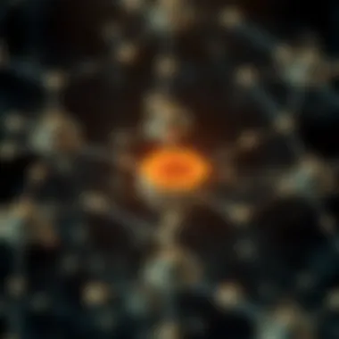 An abstract representation of blockchain technology with interconnected nodes.