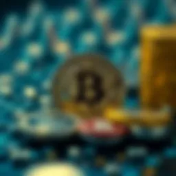 Conceptual representation of cryptocurrency and blockchain technology