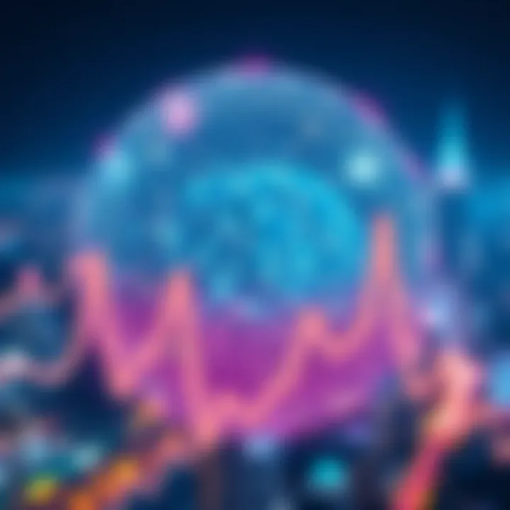 Futuristic representation of blockchain technology and finance