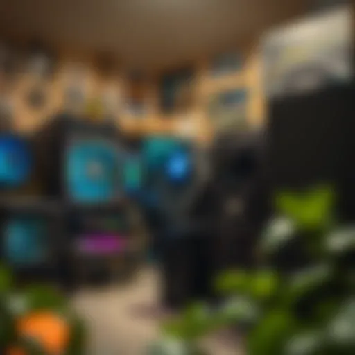 A detailed view of cryptocurrency mining equipment set up in a home environment