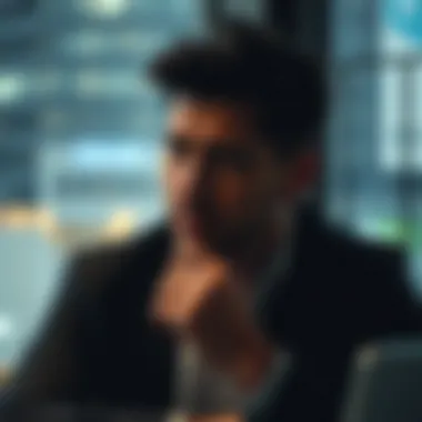 Investor contemplating financial decisions