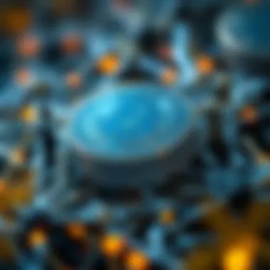 Visual depiction of blockchain technology supporting decentralized systems