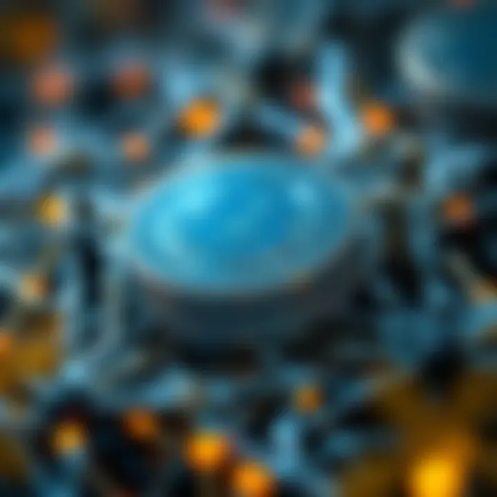 Visual depiction of blockchain technology supporting decentralized systems