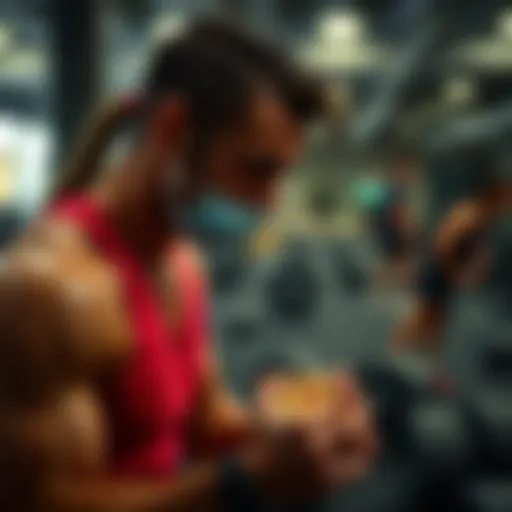 Visual representation of cryptocurrency merging with fitness activities.