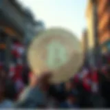 An illustration representing the fusion of politics and cryptocurrency.