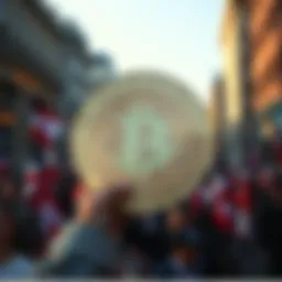 An illustration representing the fusion of politics and cryptocurrency.