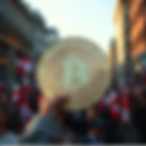 An illustration representing the fusion of politics and cryptocurrency.