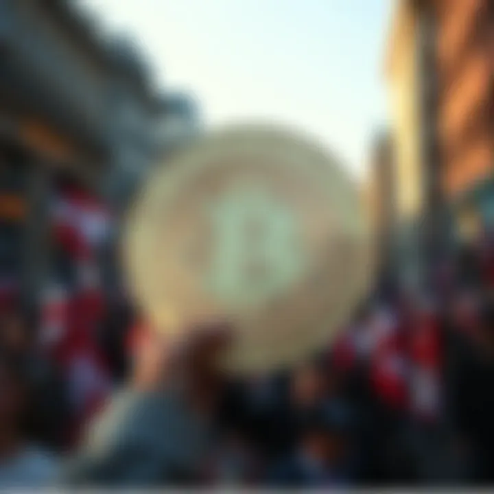 An illustration representing the fusion of politics and cryptocurrency.